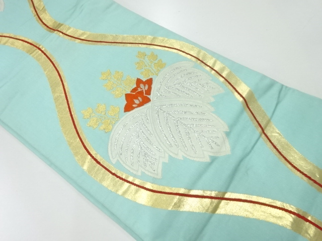 アンティーク　立涌に桐模様織出し袋帯（材料）